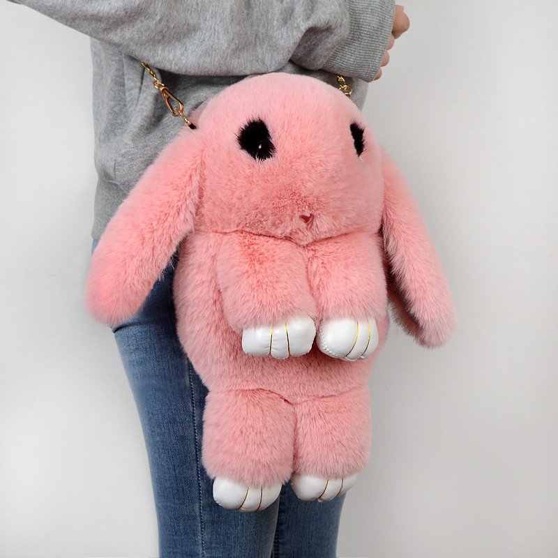 Tas Wanita Plush Rabbit Color Sling Bag Cute Import