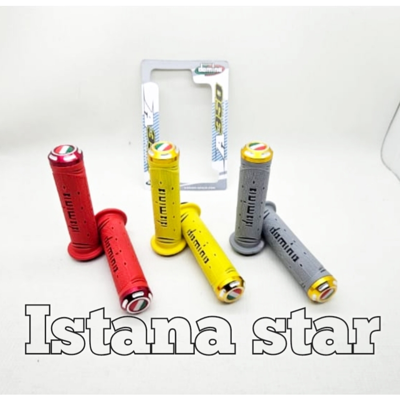 Handgrip universal Karet Empuk Plus Jalu Italy Full CNC + Grip Empuk Jalu Stang Italy merah kuning silver