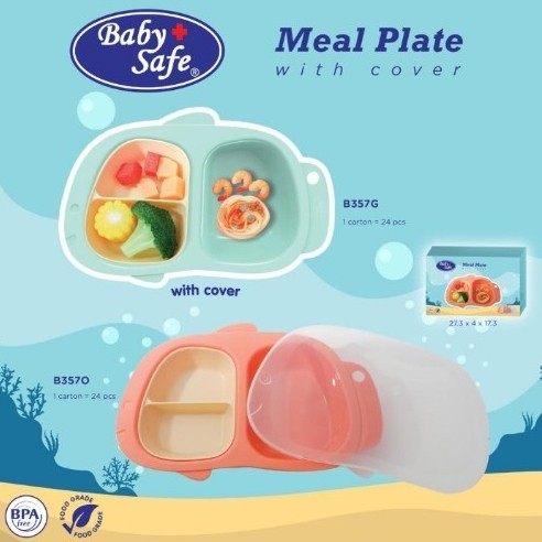 Baby Safe Meal Plate With Cover Piring Makan Bayi dan Anak dg Tutup