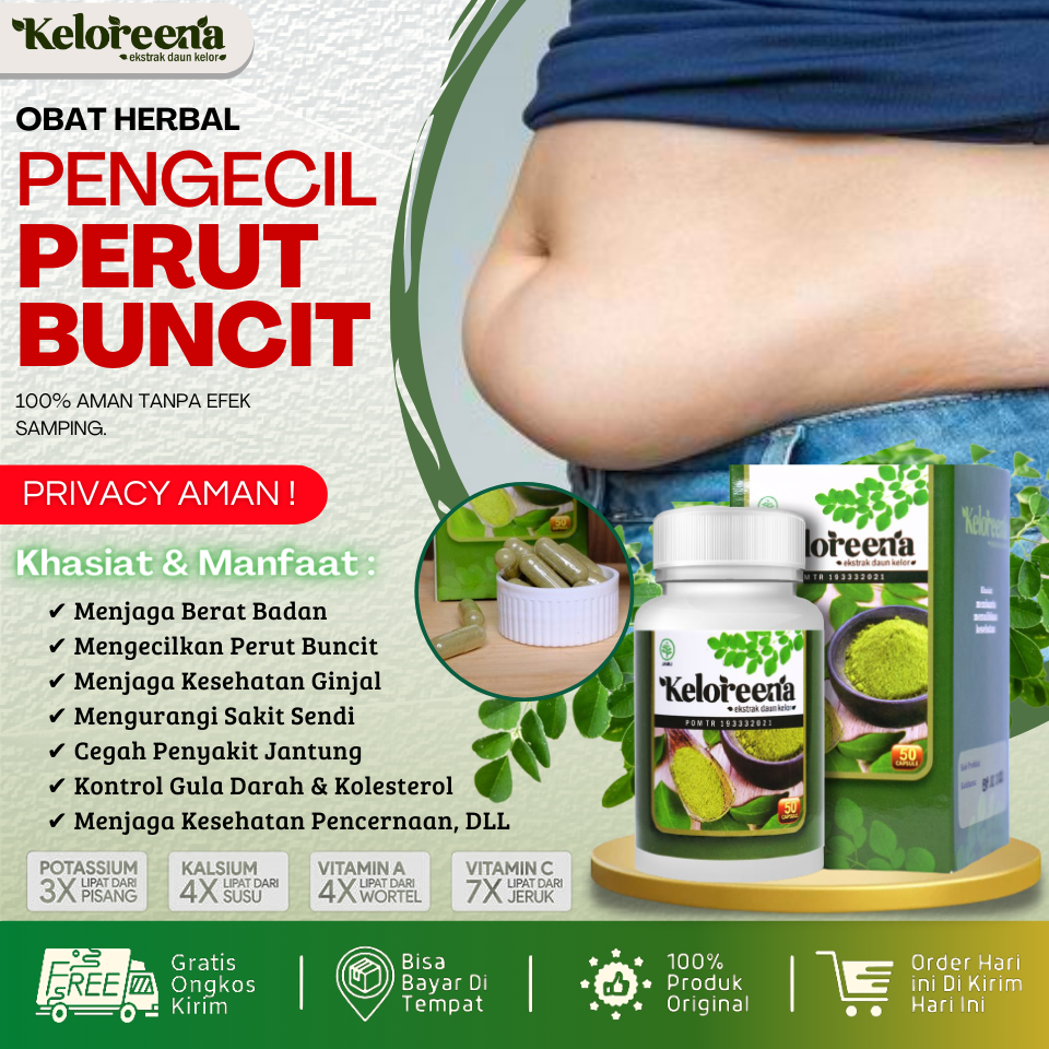 KELOREENA Obat Herbal Pengecil Perut Buncit Pria dan Wanita / Pelangsing Herbal / Penurun Berat Bada