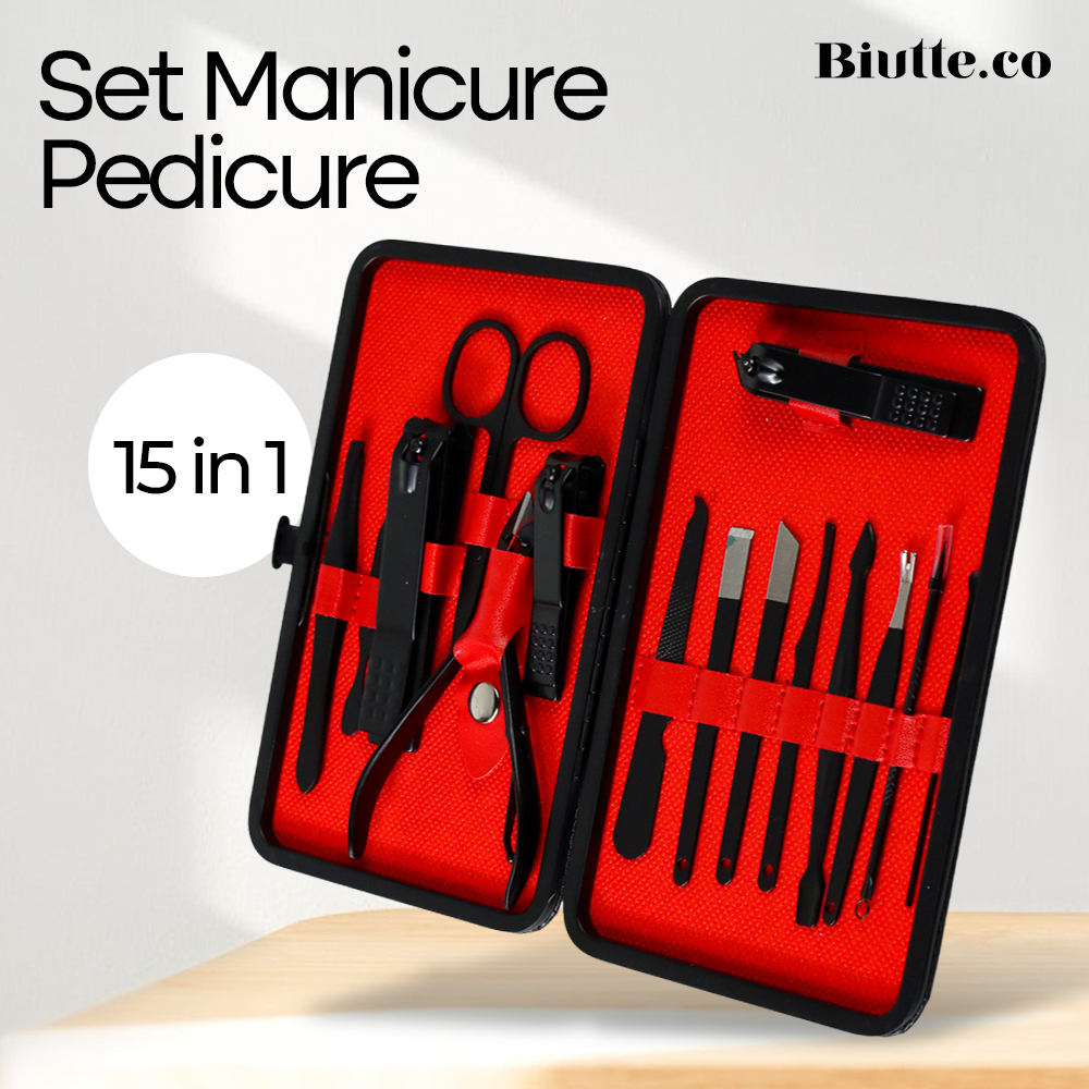 Biutte.co Art Set Manicure Pedicure 15 in 1 - OMHX75RE Red