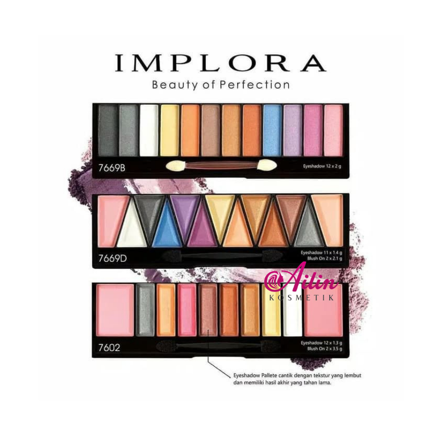 (4651) IMPLORA Eyeshadow Palette Dan Blush On ORI BPOM by AILIN