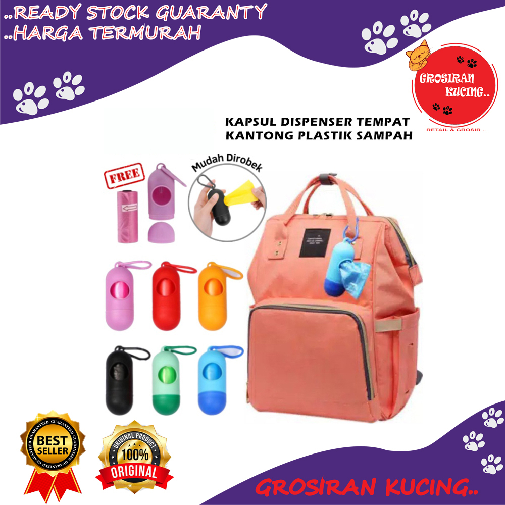 Kapsul Dispenser Portable Tempat Kantong Plastik Sampah Buang Kotoran Hewan Kucing Anjing Dll/Trash Bag Travelling