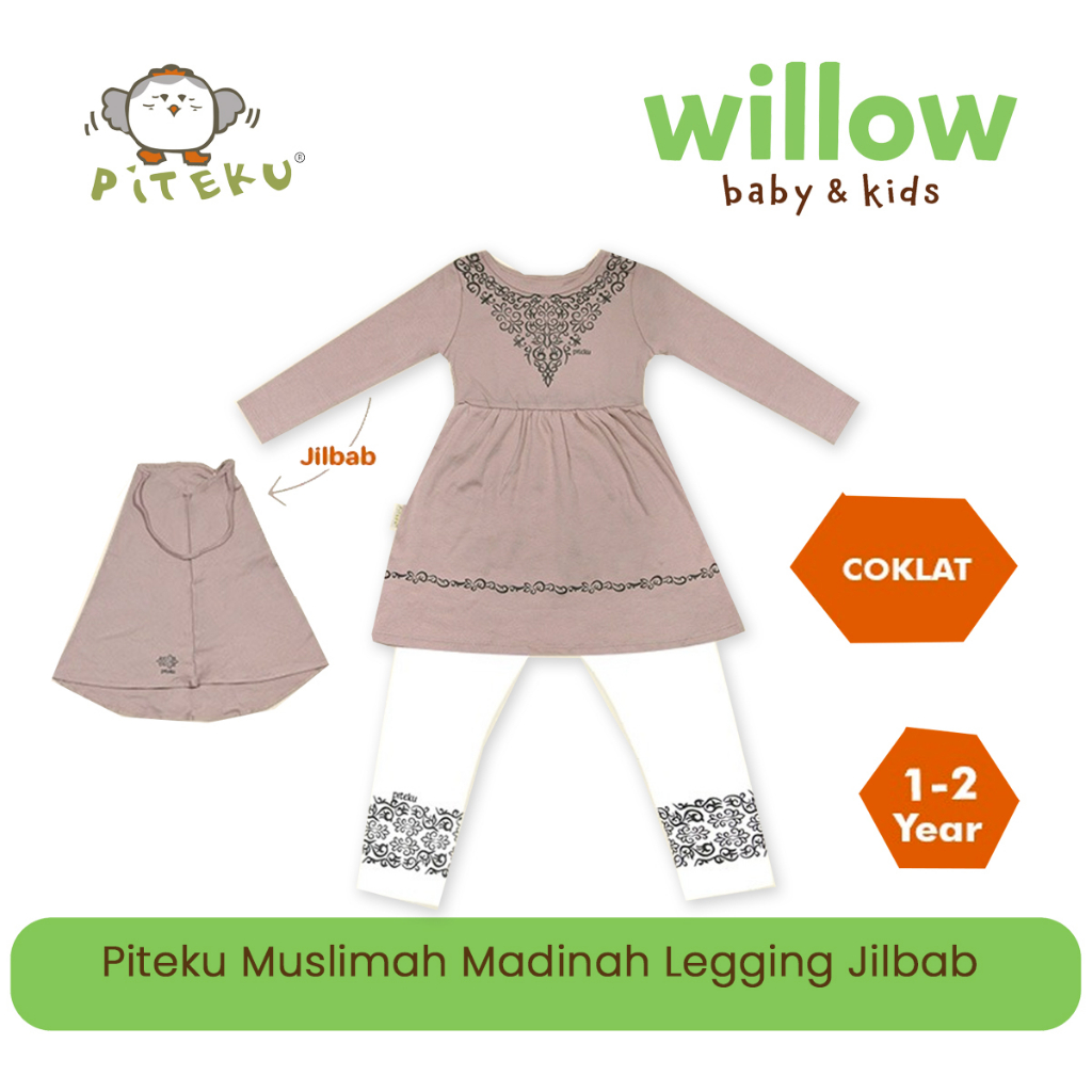 Pakaian Muslim Anak - Piteku Muslim Madinah Legging+Jilbab