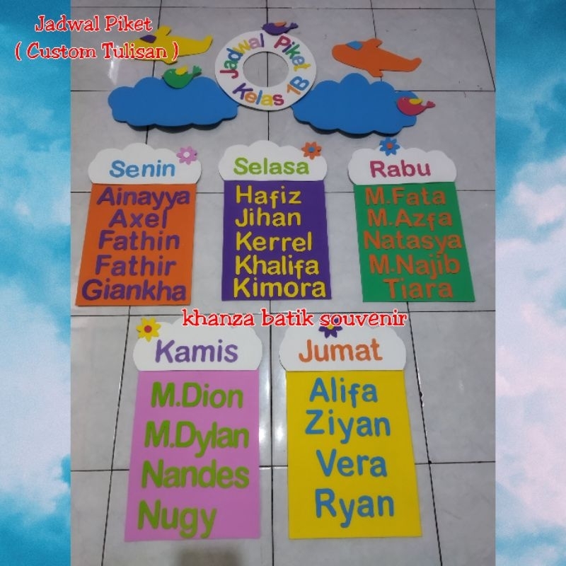 Hiasan Kelas Jadwal Piket ( Custom Tulisan)
