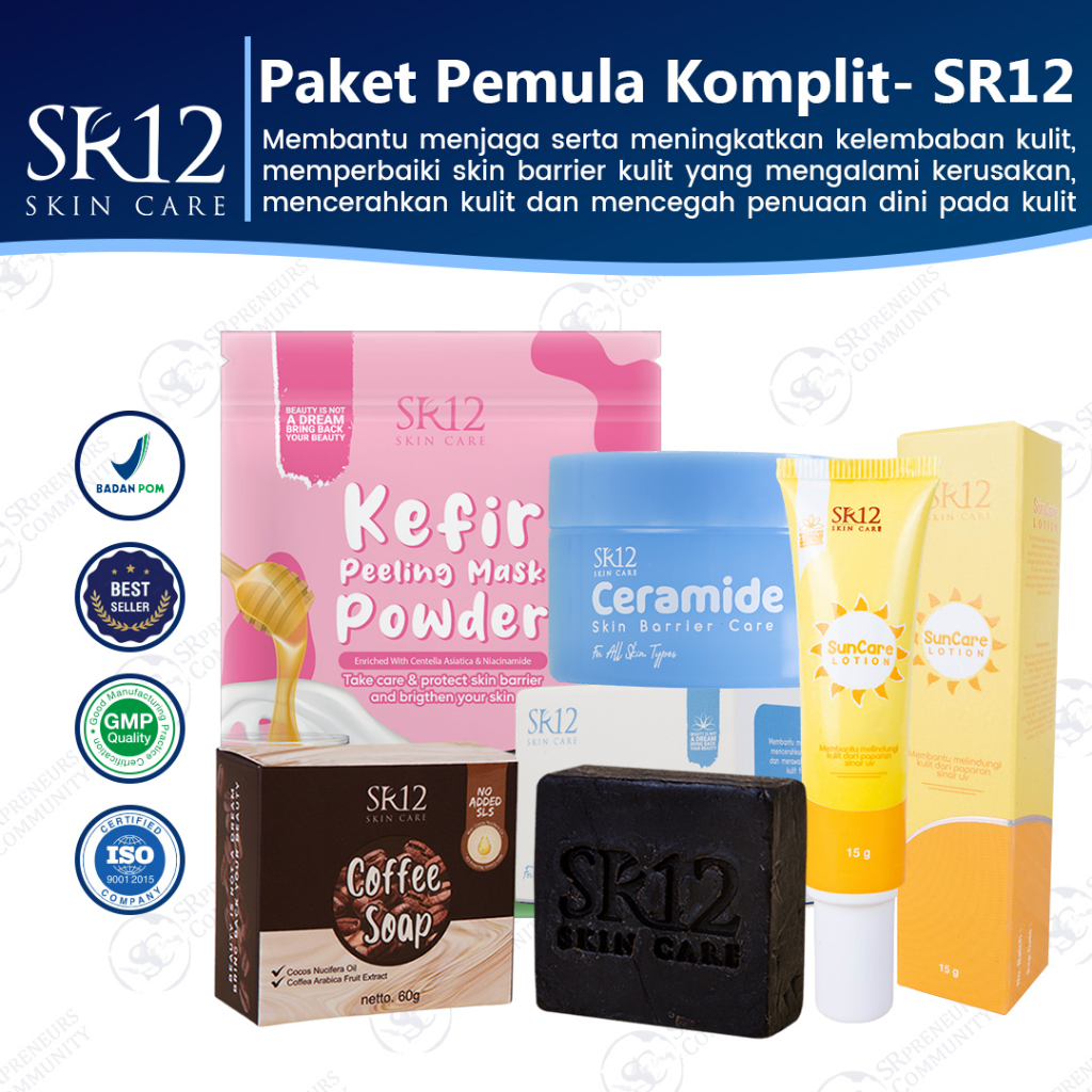 PAKET PEMULA SR12 KOMPLIT / PERAWATAN SKINCARE AMAN &amp; ALAMI / PENETRAL KULIT / PAKET PERAWATAN WAJAH