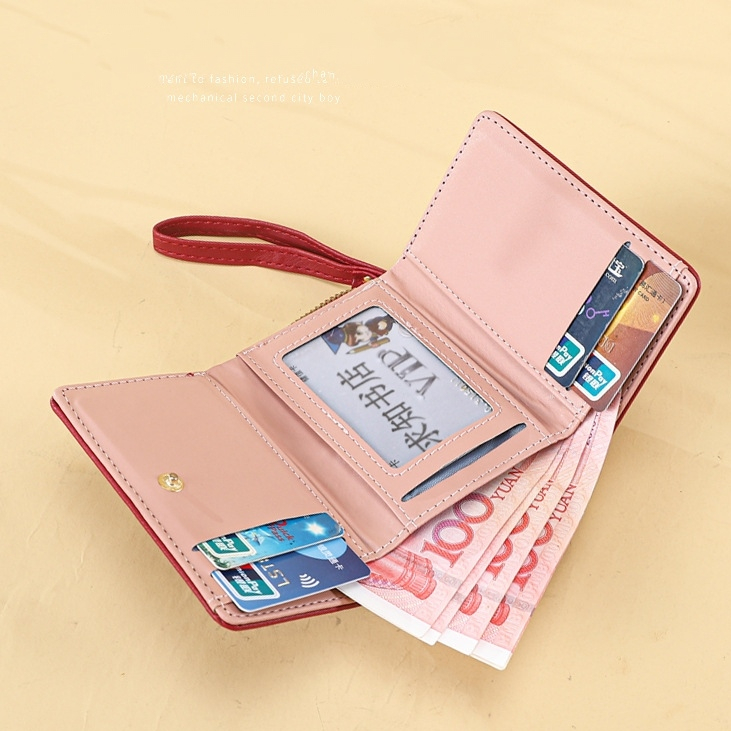 DOMPET LIPAT WANITA RESLETING UANG KOIN KERTAS MINI IMPORT KEKINIAN KECIL KULIT MERAH PALMEY WA679R1 PREMIUM CEWEK FASHION ORI BATAM BRANDED KOREA REMAJA SLOT KARTU PENDEK LUCU SIMPLE