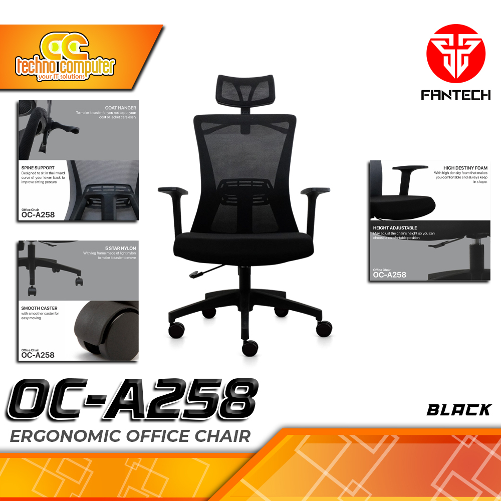 KURSI OFFICE FANTECH OC-A258 ERGONOMIC OFFICE CHAIR / Fantech Ergonomic Chair