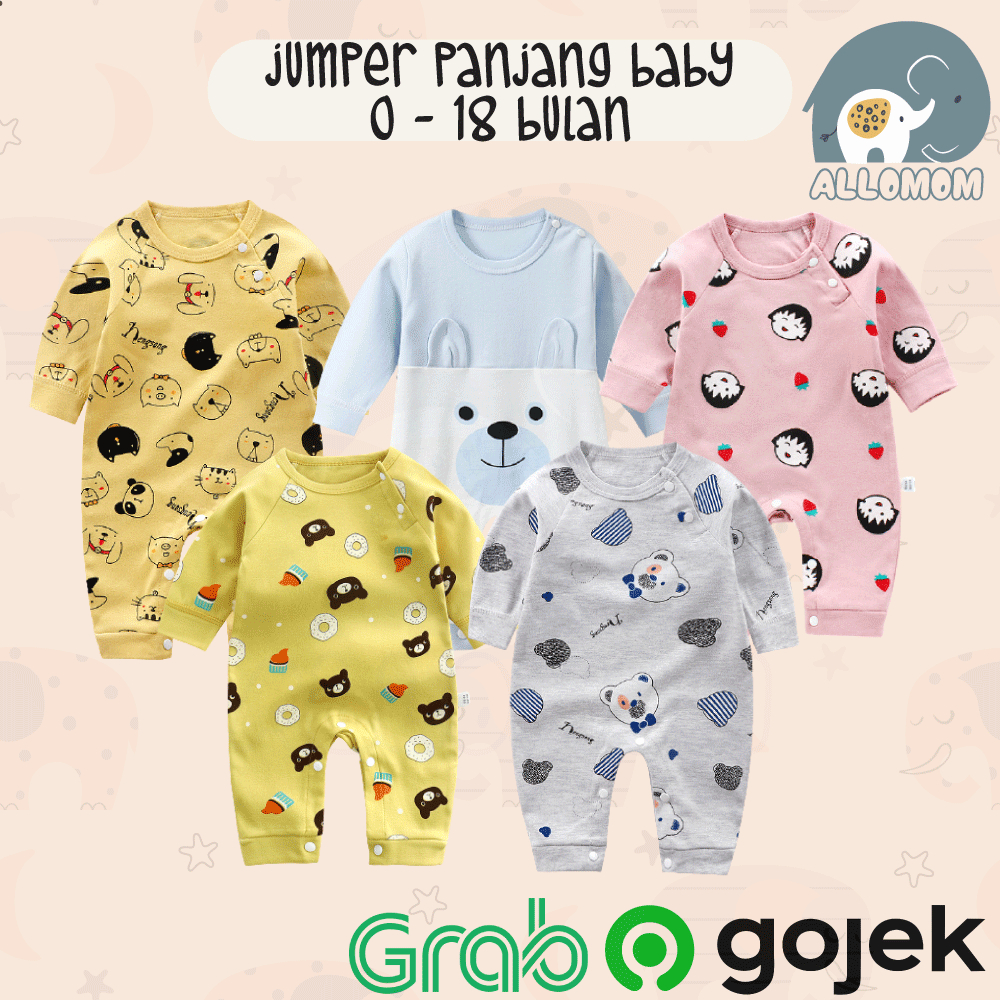 ( IMPORT ) Jumper Panjang Bayi / Jumper  Baby / Baju Bayi Romper Panjang Lengan Panjang Bahan Katun 100%