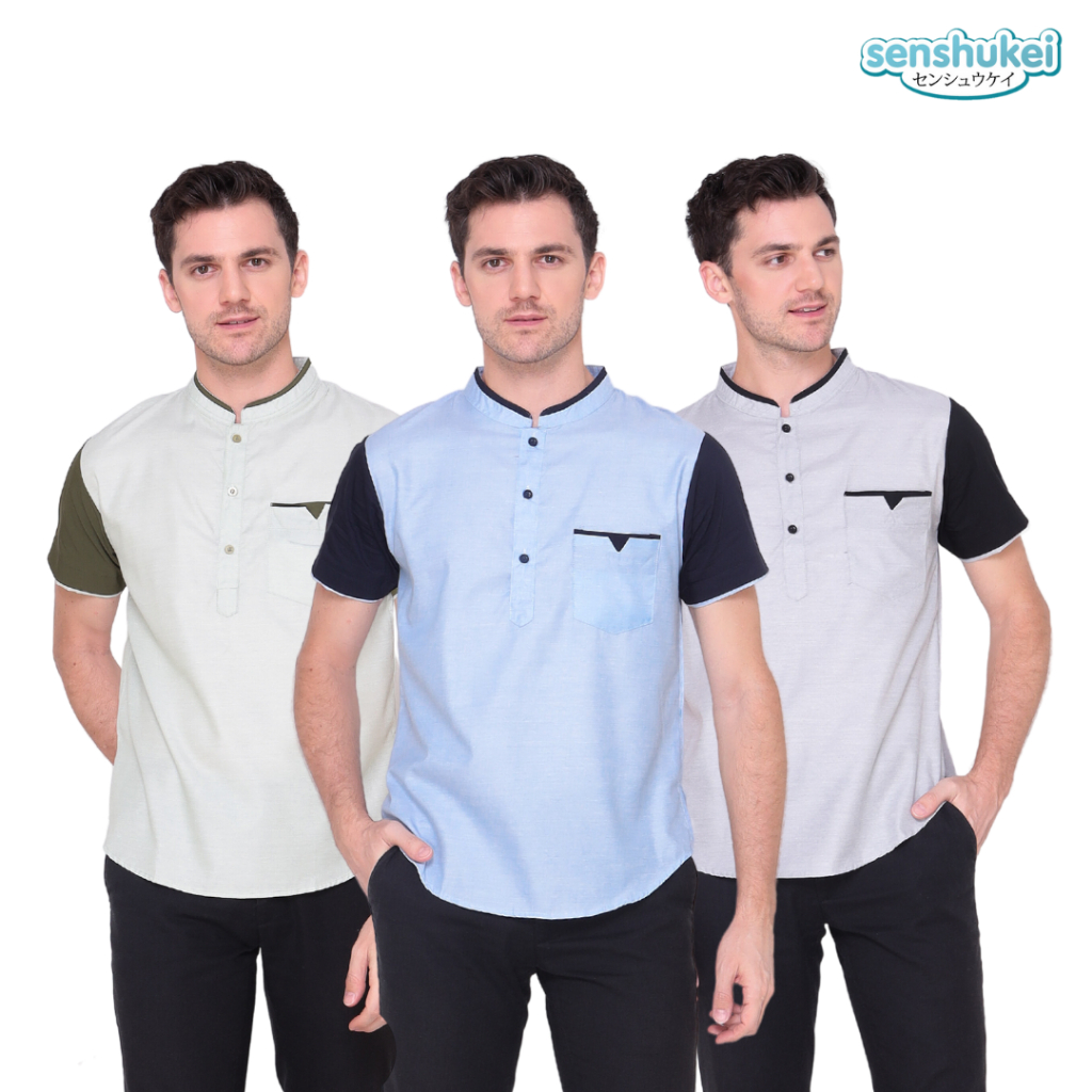 [Brandedbaby] Kemeja Pria Dewasa Import Premium M L XL / Kemeja koko couple ayah dan anak laki-laki terbaru 2023 / Kemeja dewasa lengan pendek BIRU ABU SAGE GREEN