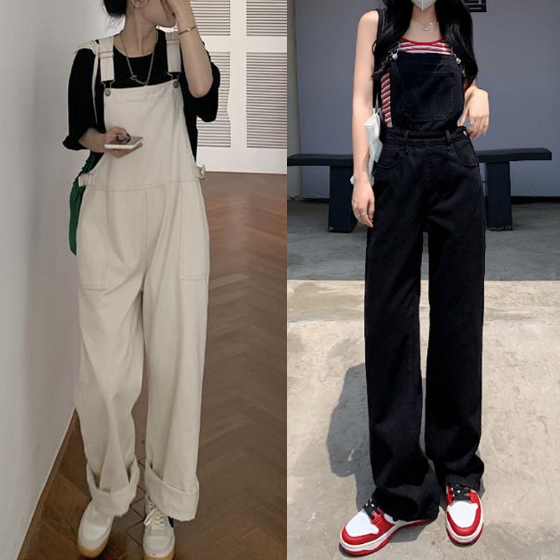 Korean Style Retro Casual jumpsuit Denim Vintage Import/jumpsuit putih wanita/Jumpsuit jeans putih