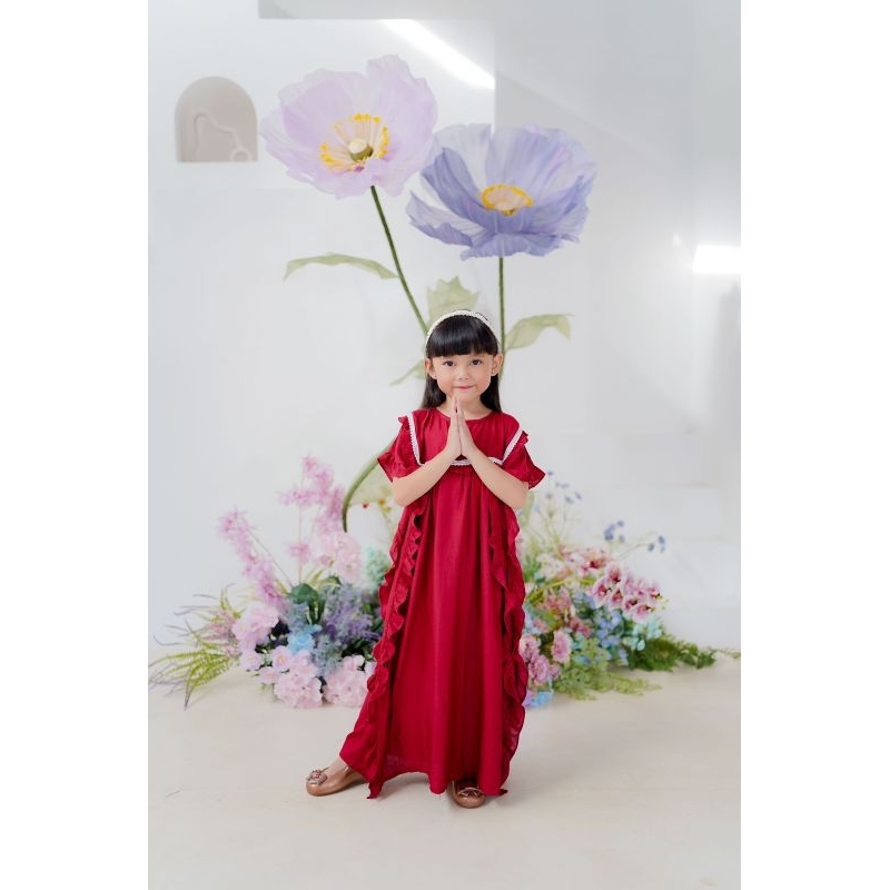 BAJU KAFTAN RENDA POLOS ANAK 2 - 10 TAHUN AMARA