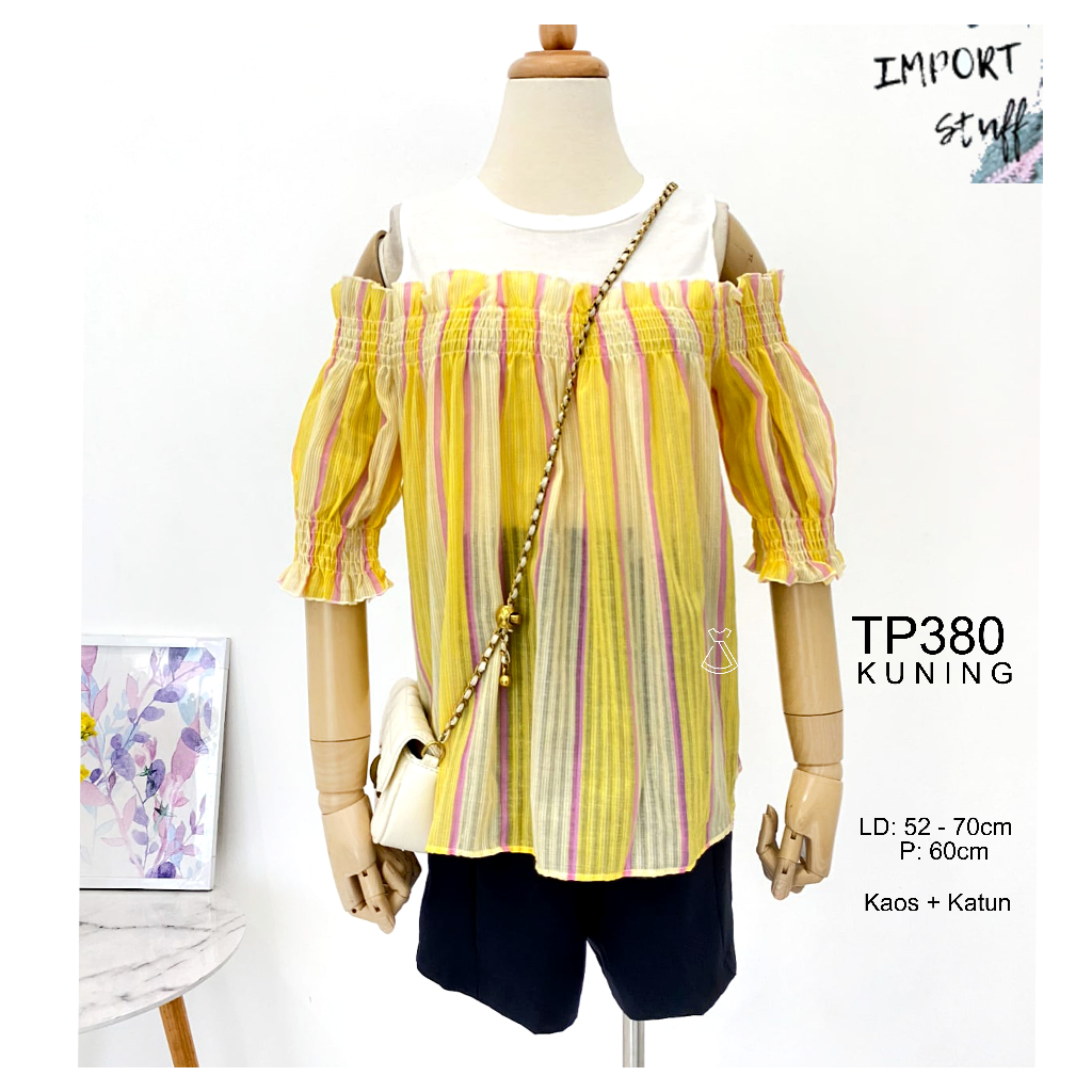 TP380 - BAJU ATASAN BLOUSE SABRINA WANITA LUCU IMPORT MURAH