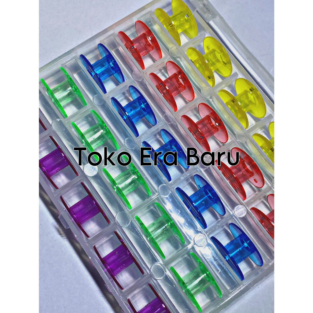 BOBBIN/SPOOL PLASTTIK WARNA (MESIN JAHIT PORTABLE) per pack isi 25pcs