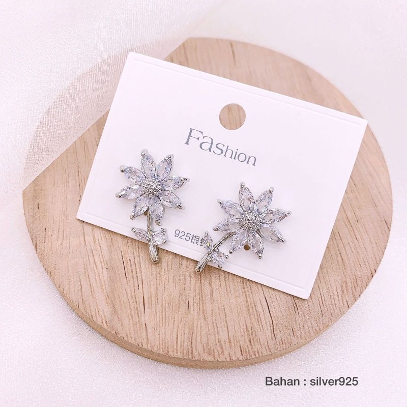 Anting Silver925 perak Anting zircon mata tanam Kilau mirip emas asli Premium Quality  Anti Karat Anti Alergi Earring An662