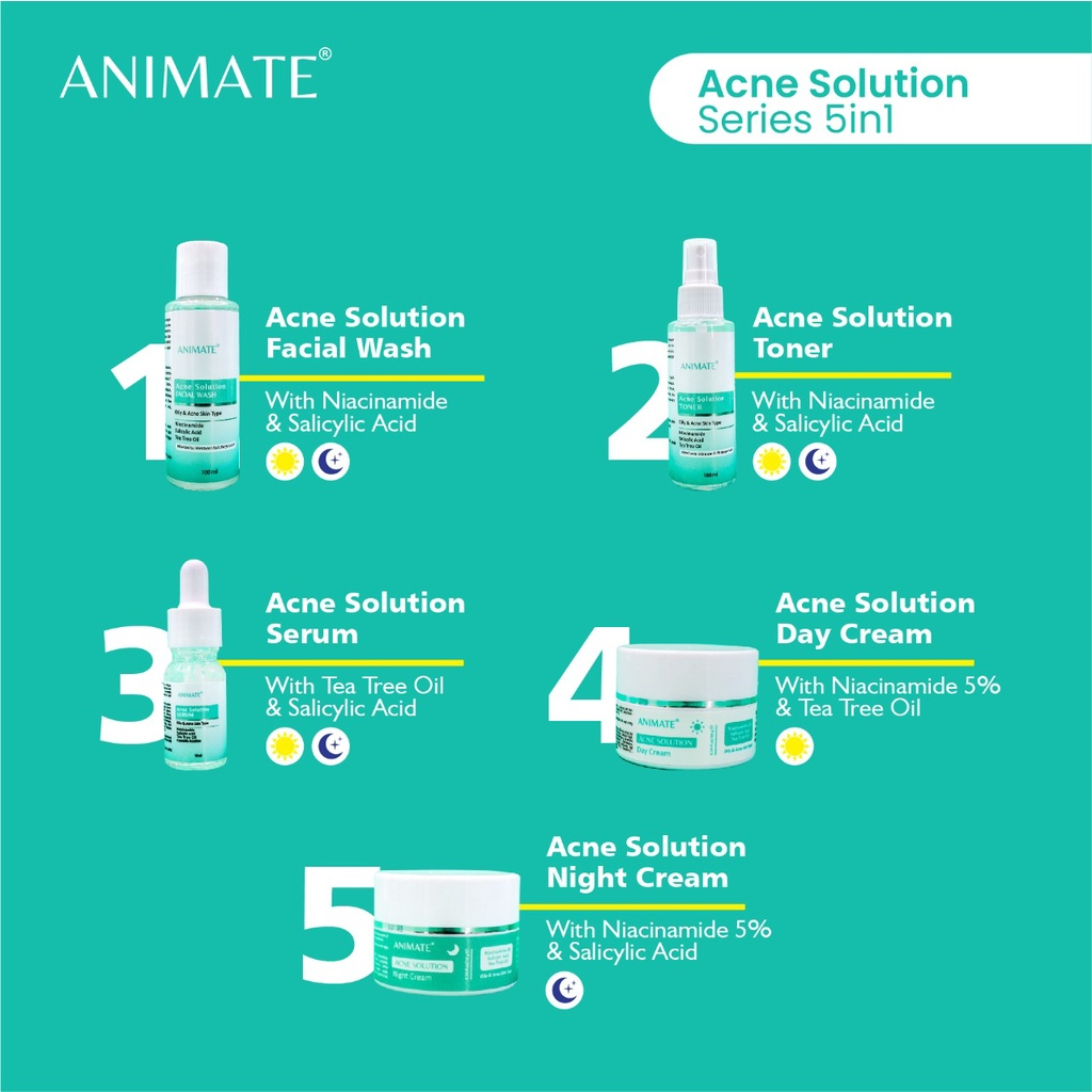 Animate Skincare 5in1 Instant || Whitening Series Paket Skincare Wajah Glowing Barrier Skin Repair Series