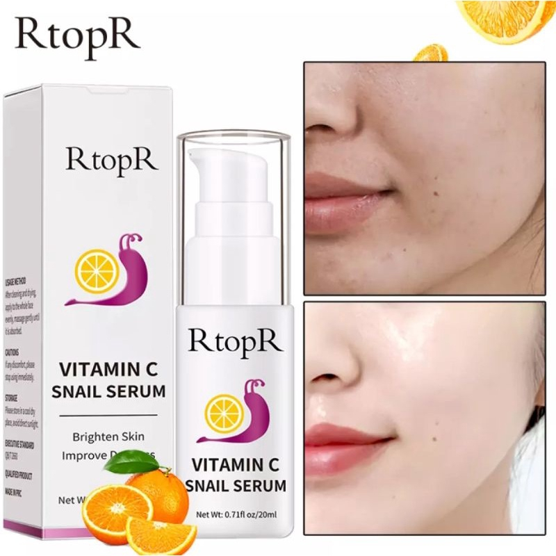 RTOPR VITAMIN C SERUM SNAIL BRIGHTENING FADE DARK SPOT LIGHTENING SERUM BRIGHTENING SKIN SERUM BEKICOT ANTI