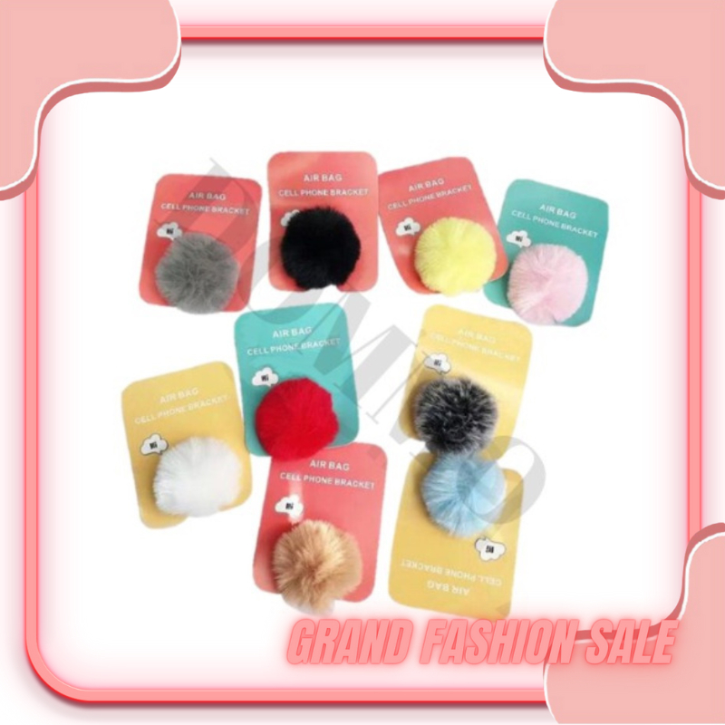 [IMPOR] DOMMO - D6015 Popsocket Bulu / Pompom 3D / Pop Socket Phone Holder Pom Pom Bulu Warna Warni