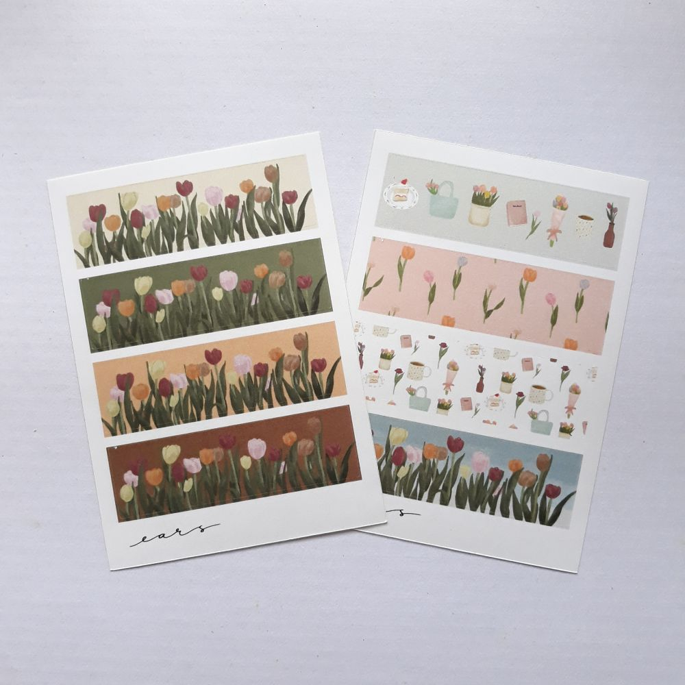 

EARS Washi Tape Sticker Sheet / Stiker Deco Kiss Cut Label Bunga Langit Bus Kereta