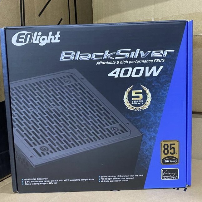 Power Supply Enlight Black Silver 400w PSU 400 Watt 80+ Bronze