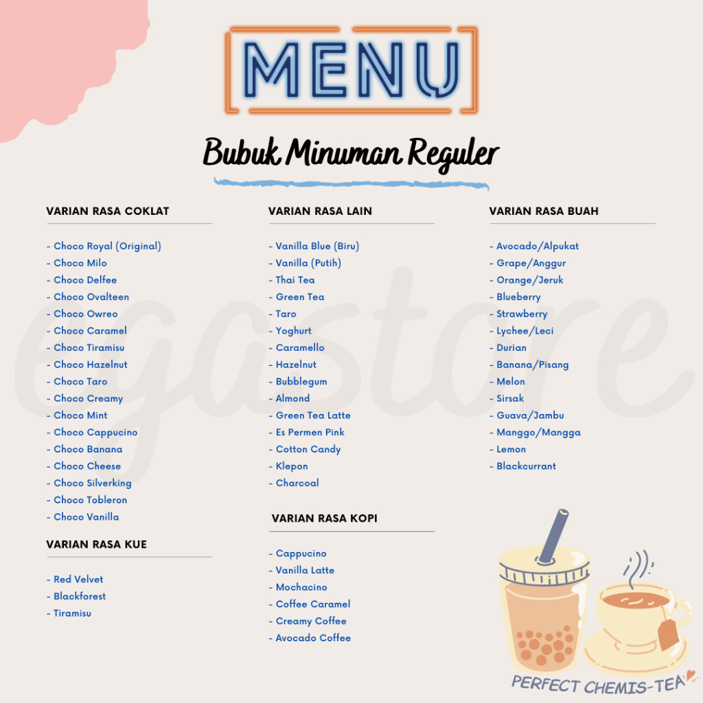 Bubuk Minuman Rasa Premium MIX 250gr Serbuk Minuman Rasa dan Teh Kekinian