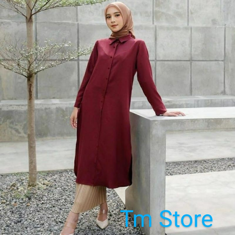 KEMEJA LONG TUNIK POLOS BAHAN SHAKILA PREMIUM