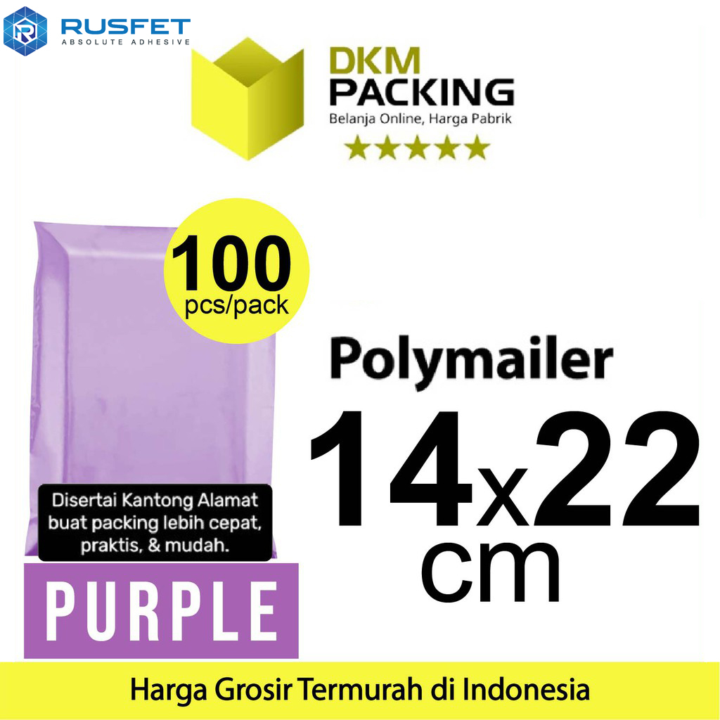 

Polymailer Polimailer 14x22cm PACK LIGHT PURPLE Amplop Plastik Packing Olshop PREMIUM TERMURAH