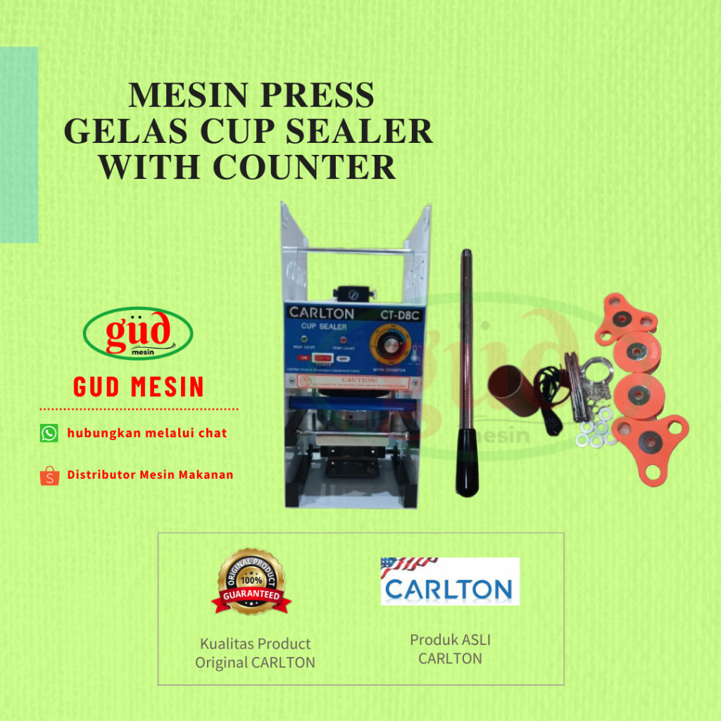 Mesin press gelas carlton/Cup sealer with counter carlton