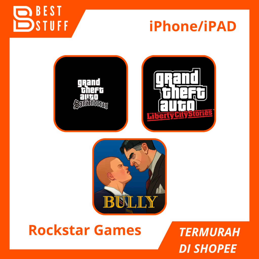 Rockstar Games Bundle (GTA San Andreas, BULLY, GTA Liberty City ) For iOS Legal Lifetime Permanen
