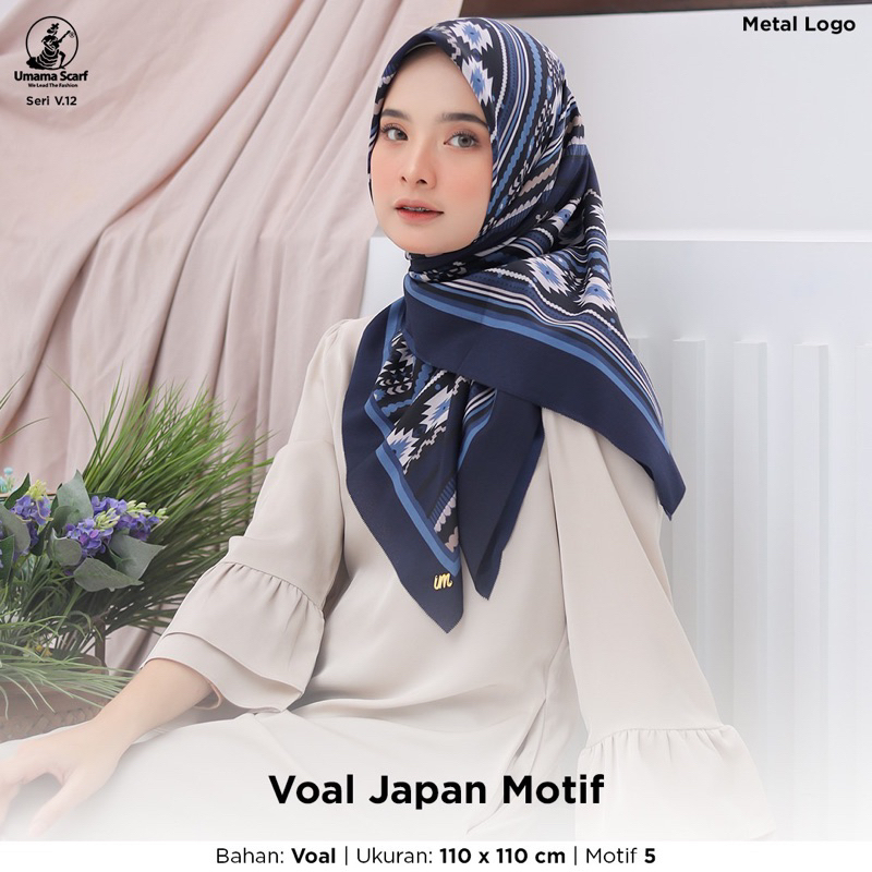 HIJAB SEGIEMPAT JAPAN VOAL MOTIF ICON METAL LOGO V.12