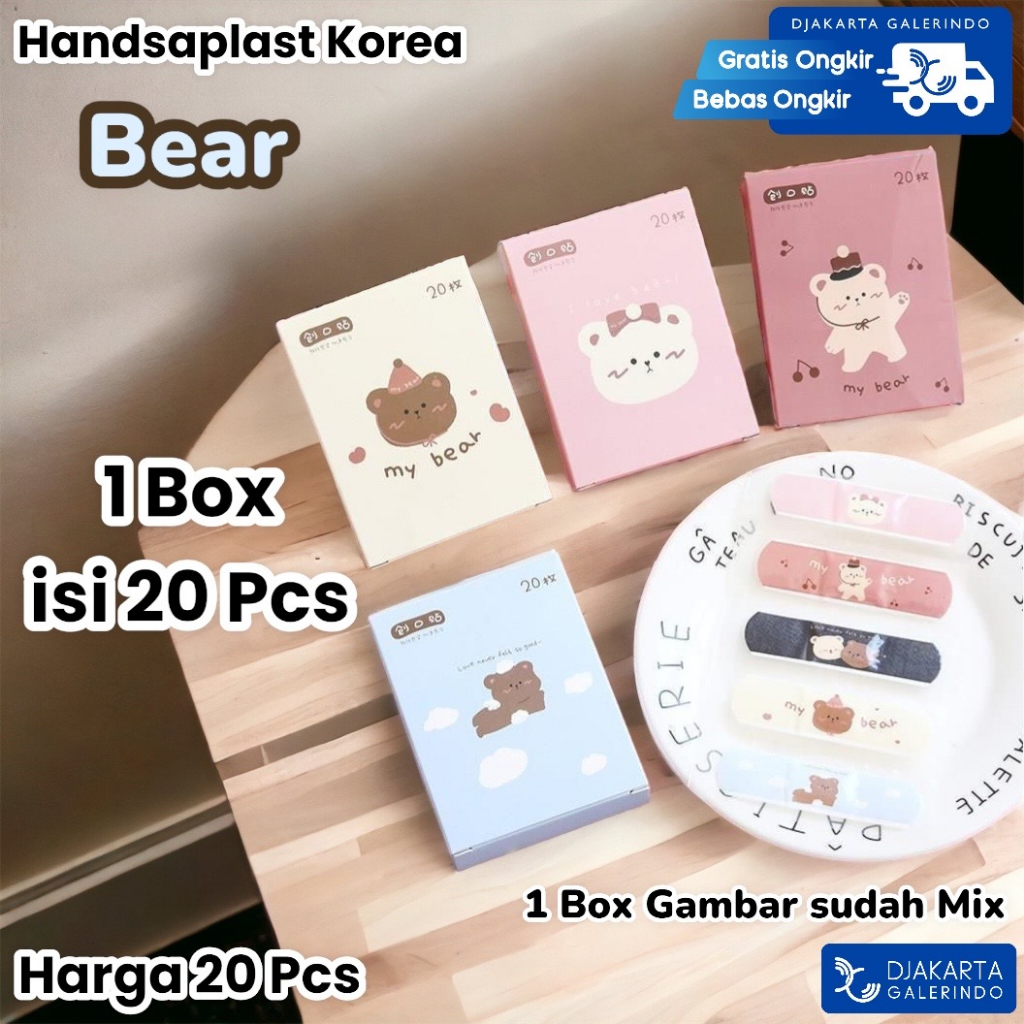 Hansaplast Korea / Plester Luka Anak dan Dewasa Karakter Waterproof / Hansaplast Anak Motif Lucu / Plester Luka Anti Air box isi 20Pcs