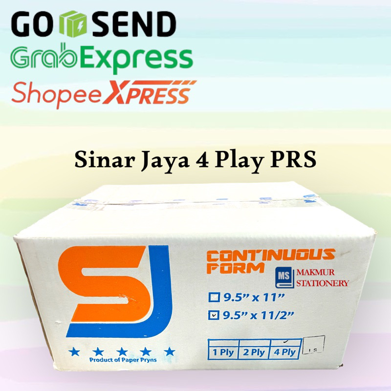 

Continous Form Sinar Jaya 9.5" x 11/2" 4 Play (PRS / Bagi 2)
