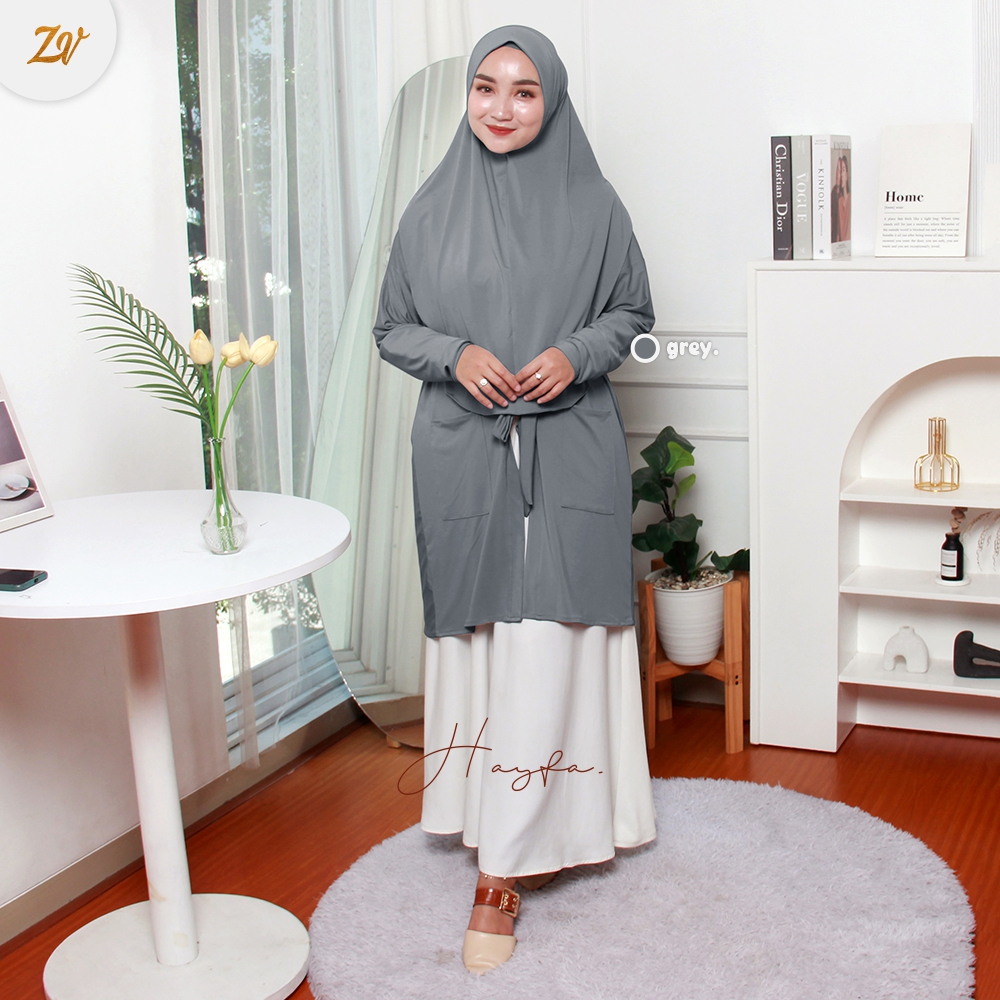 Hayfa Cardigan Hijab l Cardigan Simple plus Hijab Instan l Cardigan By Zaneva