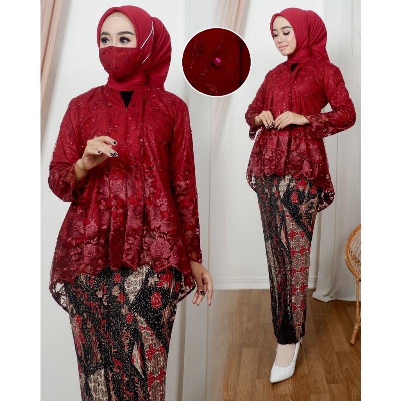 Melia Kebaya - Setelan Kebaya Floy Tunik Tulle / Kebaya Busui Modern / Kebaya Kartini / Kebaya Wisuda