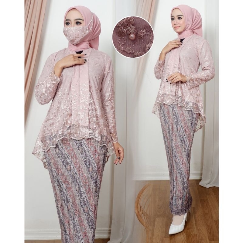 Melia Kebaya - Setelan Kebaya Floy Tunik Tulle / Kebaya Busui Modern / Kebaya Kartini / Kebaya Wisuda