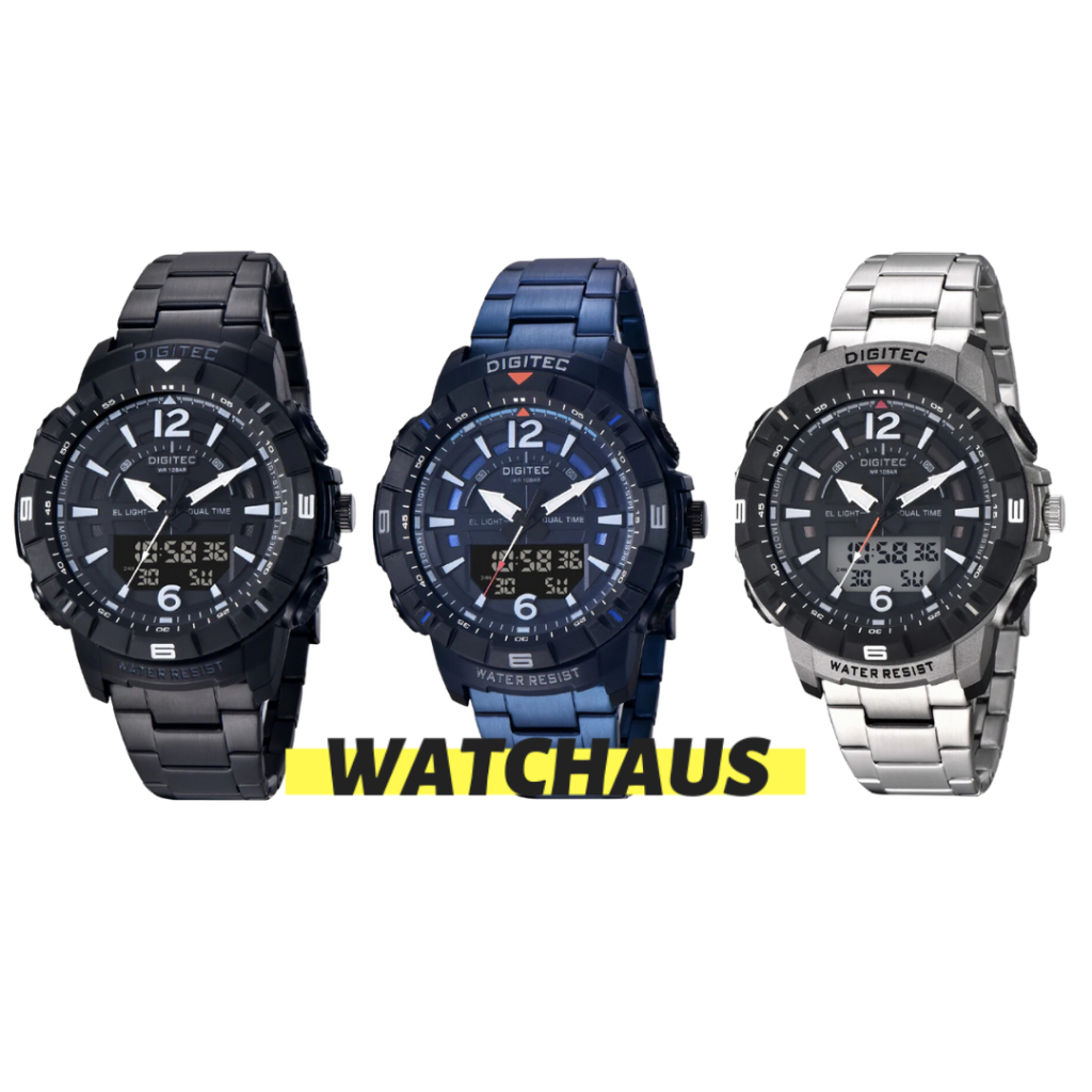 JAM TANGAN PRIA DIGITEC DA2131R DA 2131R ANALOG DIGITAL STAINLESS STRAP