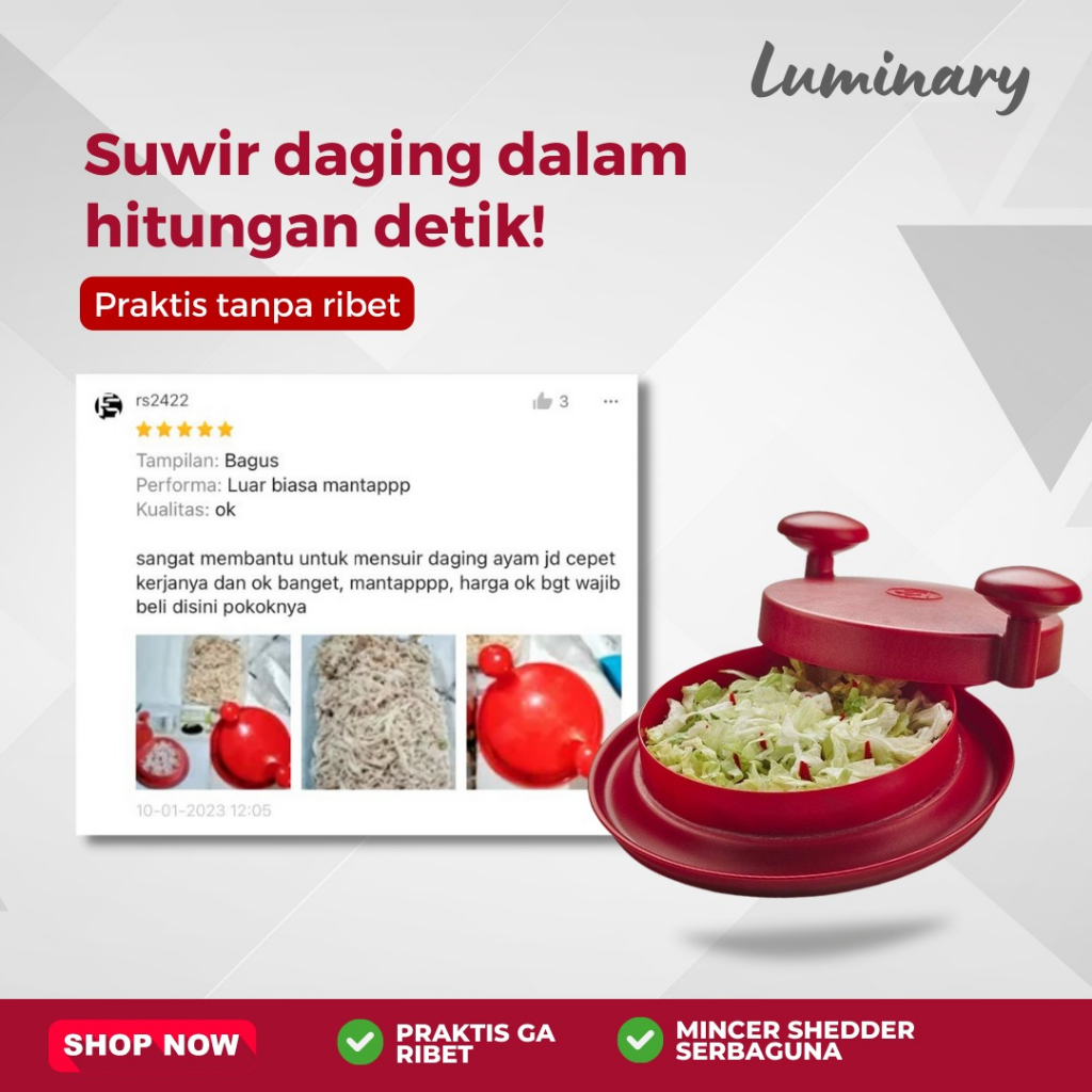 Mincer Shredder Alat Pemotong Sayuran Penghancur Bawang Putih Suwir Daging Pencacah Manual Praktis Serbaguna Vegetable Cutter Peralatan Dapur