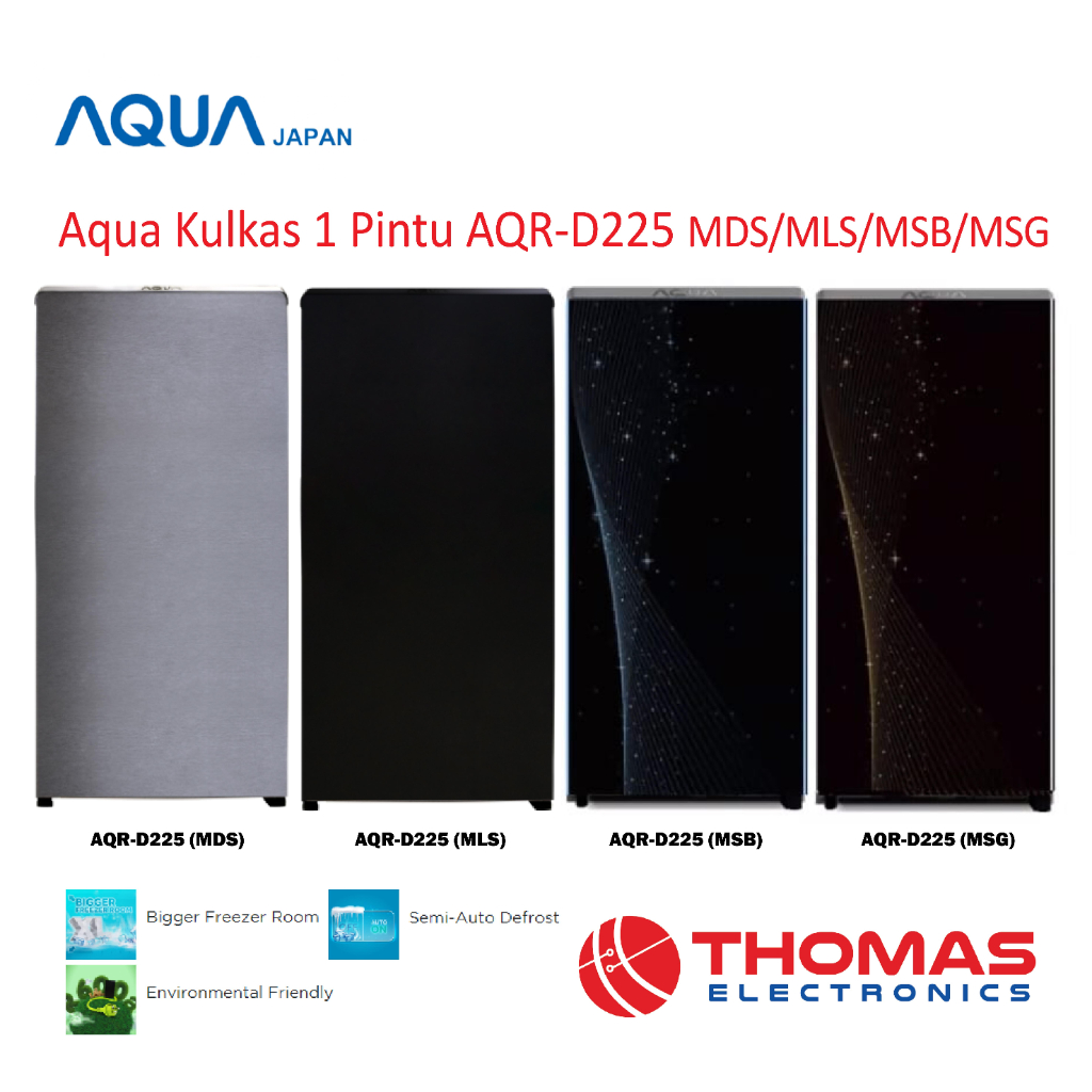 Aqua Kulkas 1 Pintu 180 L AQRD225 MSB MSG AQRD 225 MSB MSG Garansi