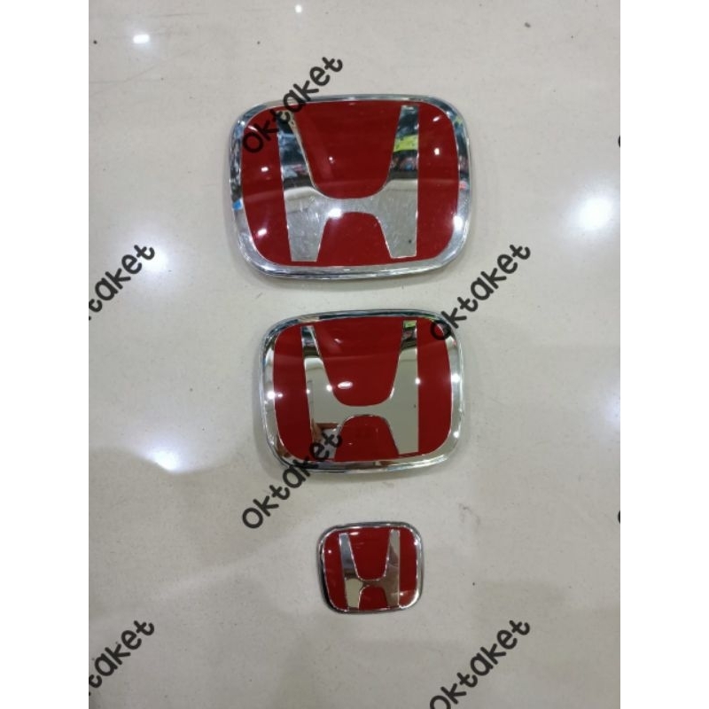 Emblem logo Honda Depan Belakang Stir Freed 2009 2011 2012 2014 up hitam merah Chrome hitam ORI