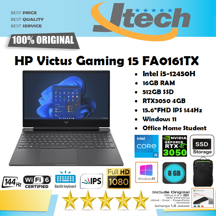 HP Victus Gaming 15-FA0161TX - i5-12450H 16GB 512GB SSD RTX3050 4GB 15.6&quot;FHD IPS W11 OFFICE HOME STUDENT