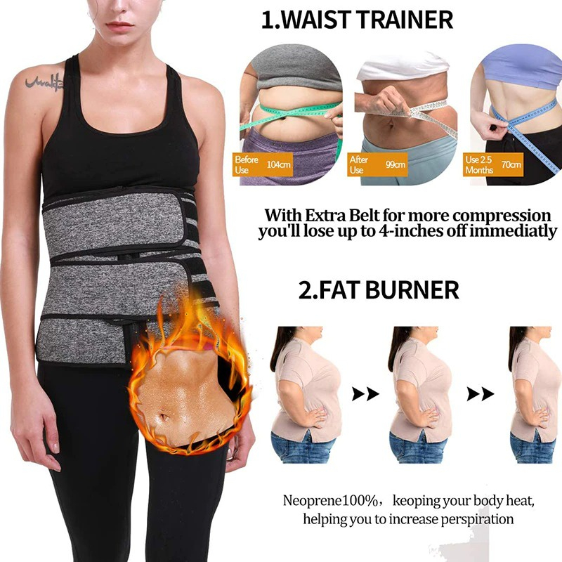 KORSET PELANGSING PERUT BUNCIT PEMBENTUK BADAN PEMBAKAR LEMAK SLIMMING WAIST BELT TRIMMER DOUBLE STRAP