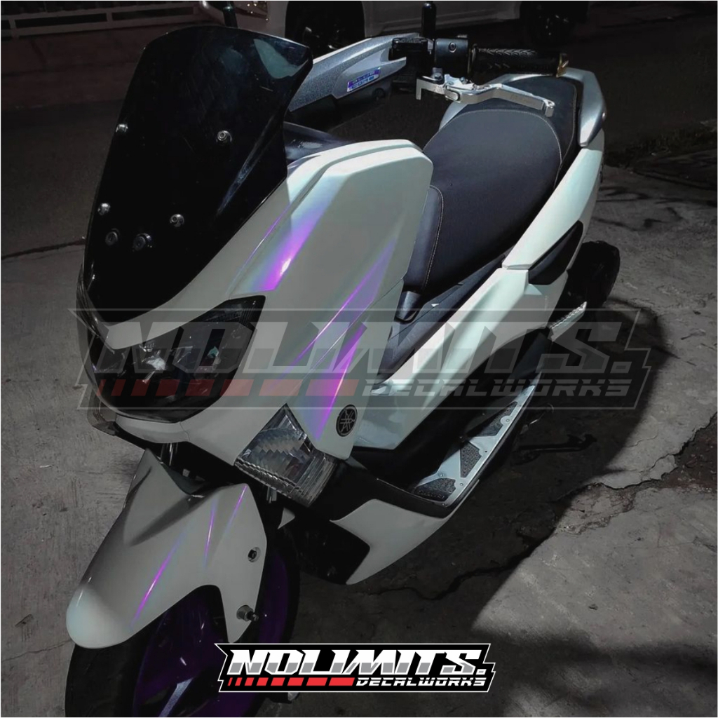 DECAL NMAX FULLBODY PUTIH LEMBAYUNG/PUTIH MUTIARA/BLUE, GOLD, PURPLE