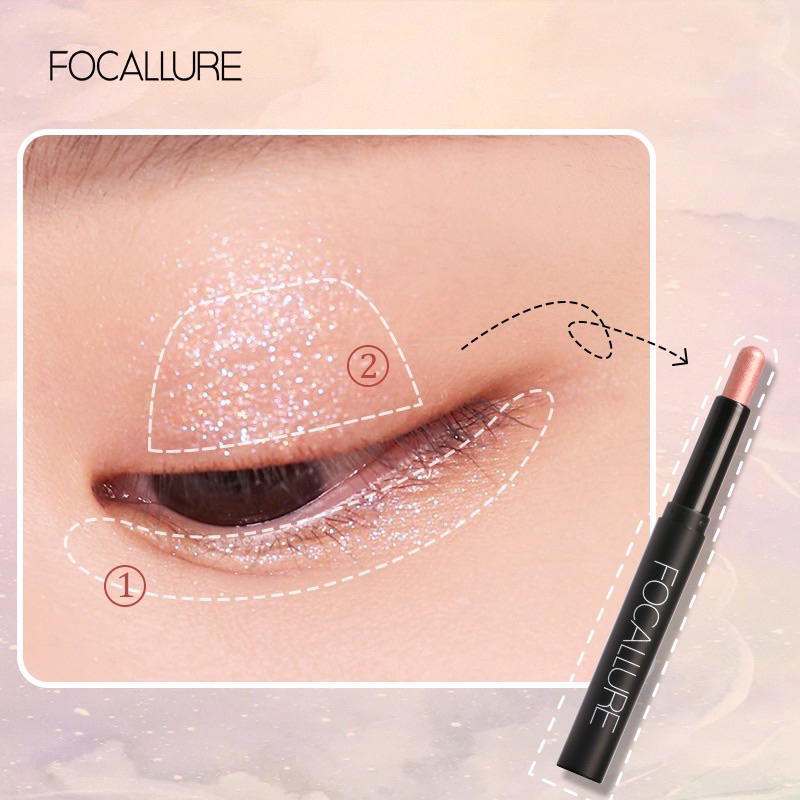 FOCALLURE - Cream Shimmer Single Eyeshadow Pencil Gel Long-Lasting Waterproof Sweatproof Ultra Slim Eyeliner Pen Tahan air Awet Eye Makeup Kosmetik Viral BPOM