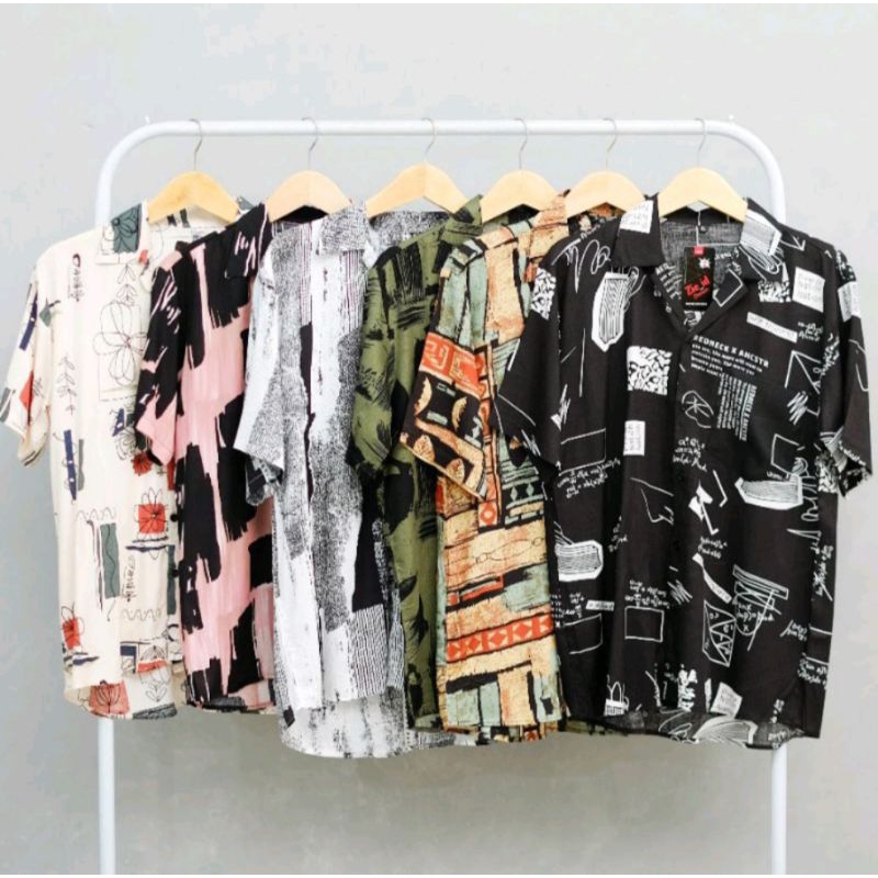 Kemeja hawai lengan pendek pria//kemeja pantai motif abstrak pria//kemeja kekinian pria casual lenga