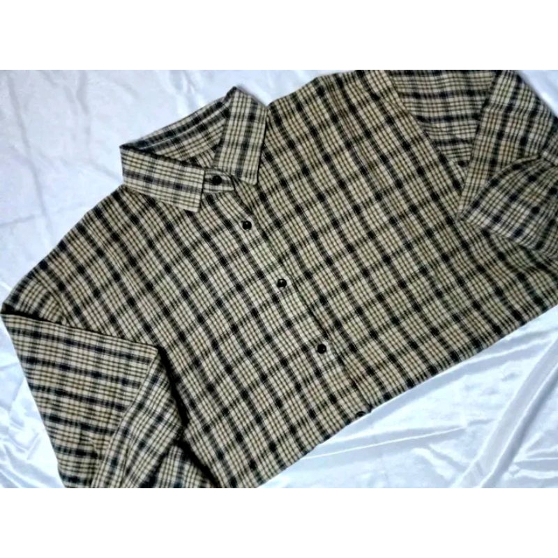 kemeja kotak kotak crop