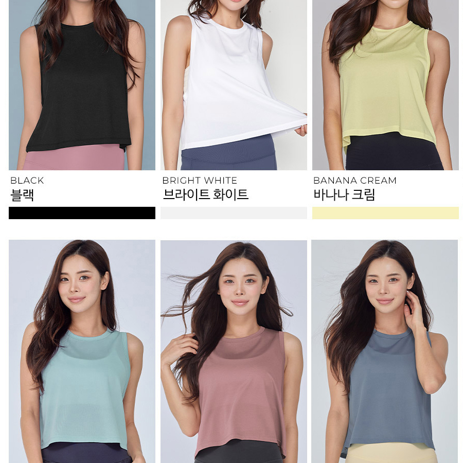 STL Korea Fresh Crepe Perfect Tank Crop All Size Outer Sport Fitness Yoga Zumba