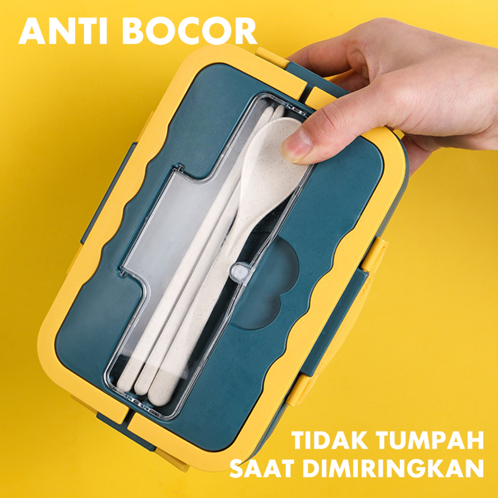 Lunch Box Set Kotak Bekal Makan 1000ml 4 In 1 Dengan Alat Makan | Kotak Bekal Anak dan Dewasa