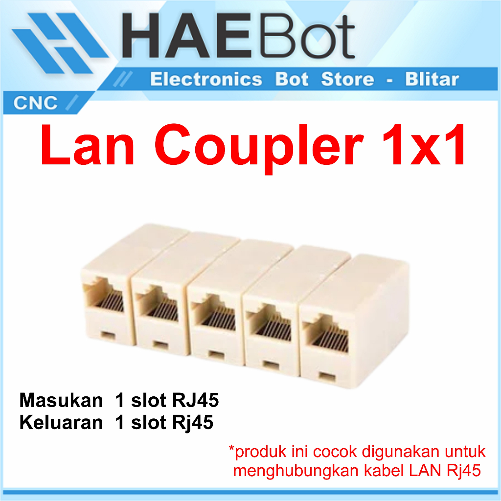 [HAEBOT] Konektor Penyambung Kabel LAN RJ45 Ethernet Coupler 1x1 Penghubung Module Adaptor Switch Port Hub Jaringan Network Internet PC Lokal Mini Extension CAT Extender Connector