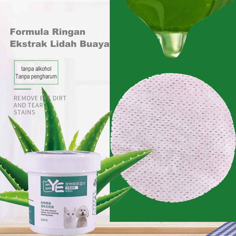 Tisu Basah Kucing Mata Dan Telinga Hewan Perawatan Tisu Mata Anjing Non Alkohol Pembersihan Mata Kotoran Mata Lendir Mata 130Pcs