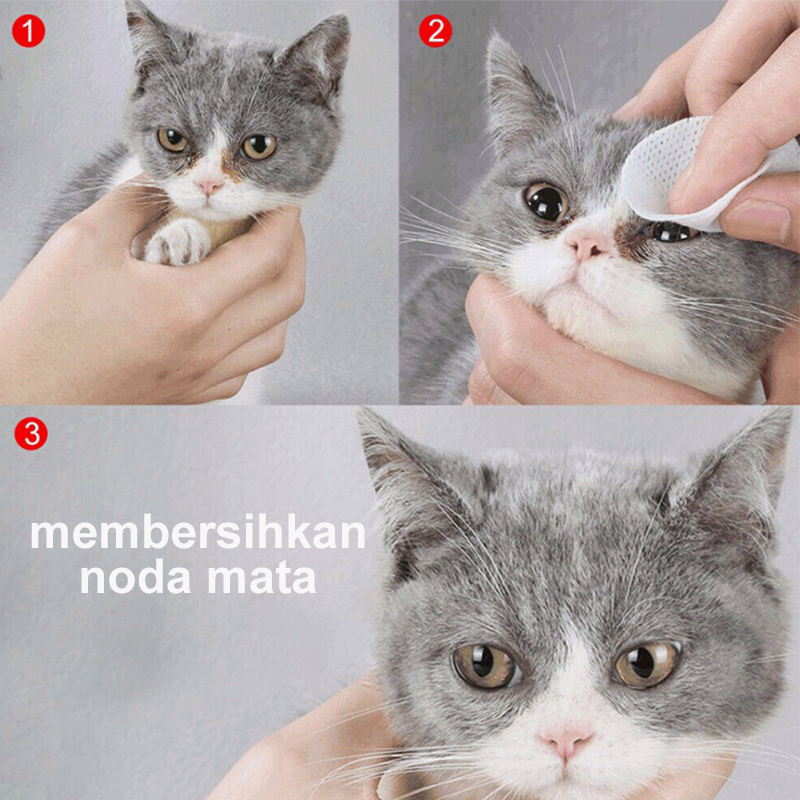 Tisu Basah Kucing Mata Dan Telinga Hewan Perawatan Tisu Mata Anjing Non Alkohol Pembersihan Mata Kotoran Mata Lendir Mata 130Pcs